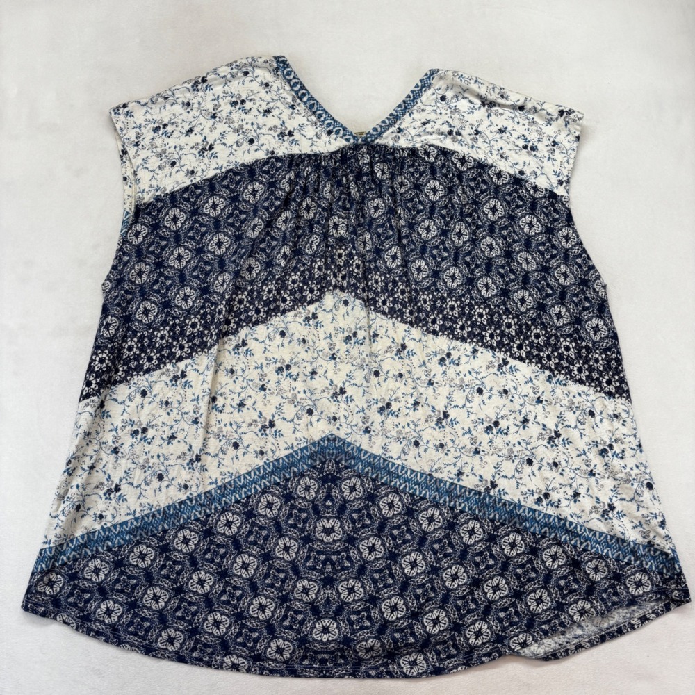 Lucky Brand Blouse Bundle Women 2X Blue Black Floral Boho Peasant Tops Lot 2pc - Picture 11 of 12